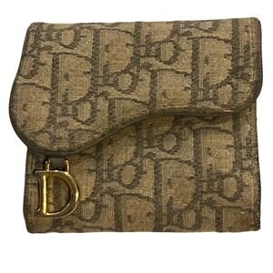 Christian Dior Saddle Oblique Jacquard Wallet Gray and blue